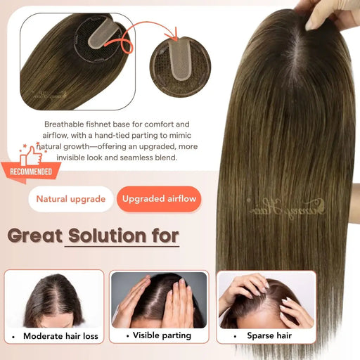 Virgin Hair Fishnet Topper Hair,Fishnet human hair topper,fishing net topper,breathable fishnet human hair topper,Low-maintenance fishnet hairpiece,Invisible Hair Toppers,Fishnet lace topper,Clip-in fishnet topper,Silk hair topper,mono topper hair,Mono topper,human hair topper,hair topper for thinning crown,hair topper,virgin hair extensions,brown hair topper,natural brown hair topper,blonde hair topper,highlight blonde hair topper,balayage hair topper