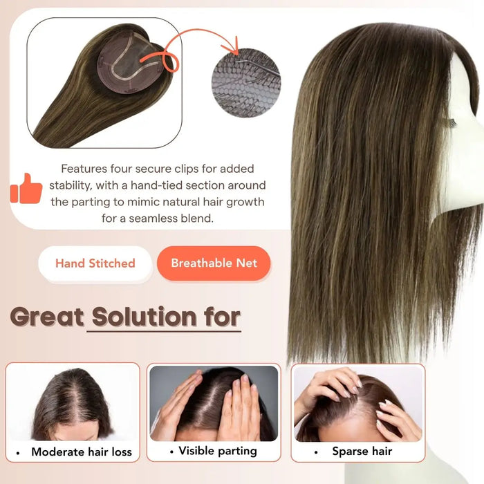 Virgin Hair Topper,hair extensions,clip in hair extensions,human hair extensions,hair extensions for thin hair,hair extensions clip in,best clip in hair extensions,best hair extensions for fine hair,Silk hair topper,mono topper hair,Mono topper,human hair topper,hair topper for thinning crown,hair topper,virgin hair extensions,brown hair topper,natural brown hair topper,blonde hair topper,platinum blonde hair topper,human hair topper blonde,blonde human hair topper,balayage hair topper,distribute seams at w