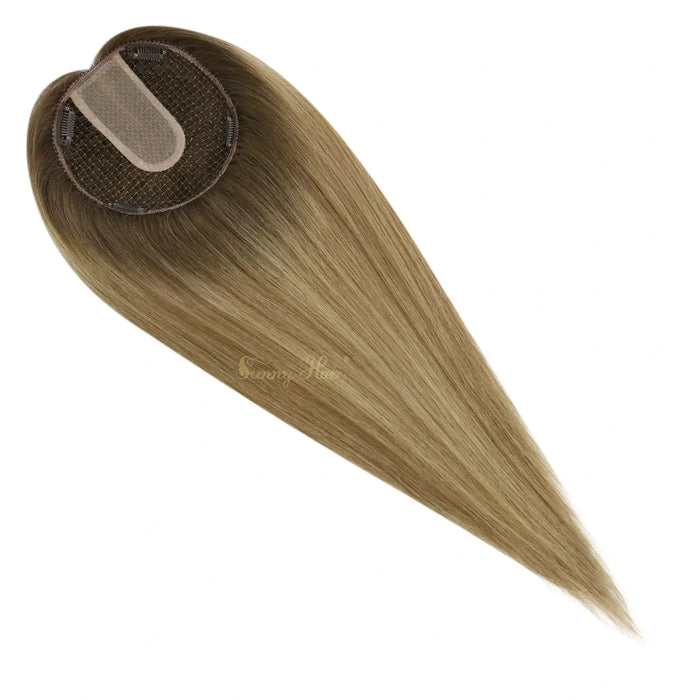 mono topper hair,Mono Topper,human hair topper,high quality virgin hair extensions,hair topper women,hair topper wig,hair topper silk base,hair topper,best hair extensions,hair extensions for thin hair,best clip in hair extensions,clip-in hair extensions,18 inch hair extensions,brown highlight,blonde highlight