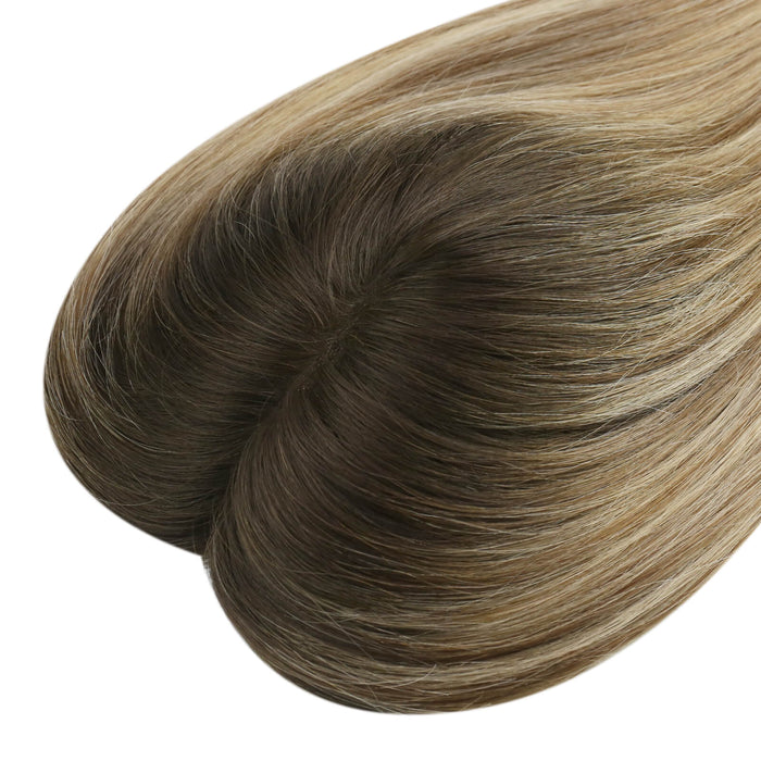 Mono Topper,human hair topper,high-quality virgin hair extensions,hair topper women,hair topper,wig,hair topper silk base,hair topper human hair,dark brown hair topper,brown hair topper,natural brown hair topper,human hair topper medium brown,blonde hair topper,balayage hair topper,distribute seams at will,invisible topper,large base topper,large base 6*7 inch