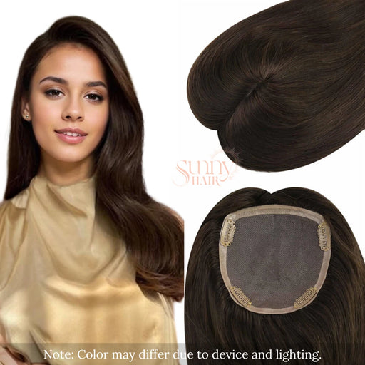 sunny hair topper,hair extensions,clip in hair extensions,human hair extensions,hair extensions for thin hair,hair extensions clip in,best clip in hair extensions,best hair extensions for fine hair,Silk hair topper,mono topper hair,Mono topper,human hair topper,hair topper for thinning crown,hair topper,remy hair extensions,dark brown hair topper,natural brown hair topper,silk base topper hair,100% real hair,human hair,big base topper