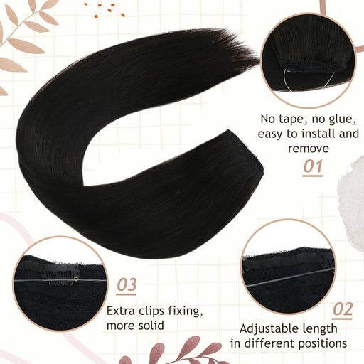 halo flip in hair extensions,fishing line hair extensions, weft with invisible fish line, real hair halo for women, invisible crown hair extensions,flip on hair