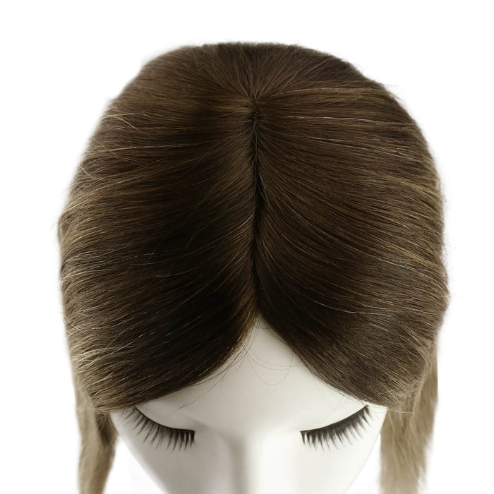 human hair topper,high-quality remy hair extensions,hair topper,women hair topper,wig,hair topper silk base,hair topper human hair,hair extensions,clip in hair extensions,human hair extensions,extensions hair,best hair extensions,brown hair topper,dark brown hair topper,very easy to apply topper hair,topper hair for newbie,center parted wig,topper with center parted seams,Hair Volumizers,Clip-In Hair Volumizers