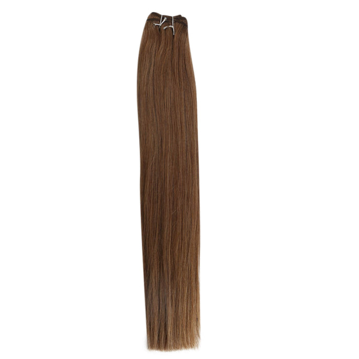 [50% OFF] Weft Hair Extensions Human Hair Weft Bundle Brown Ginger #10