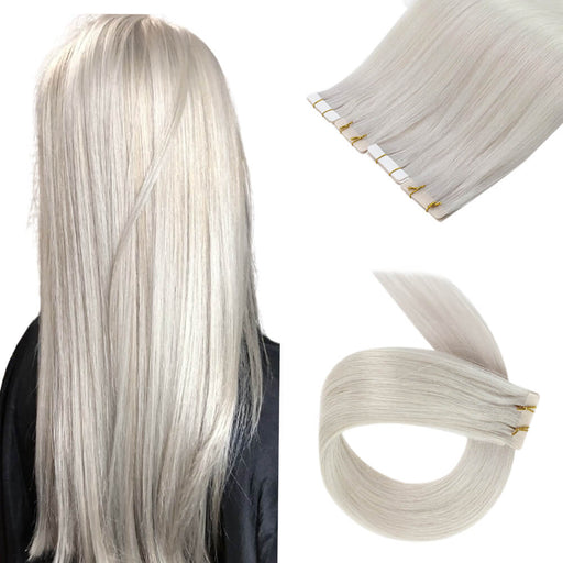 virgin injection tape in hair extensions, human hair tape in extensions, tape hair extensions,Platinum Blonde