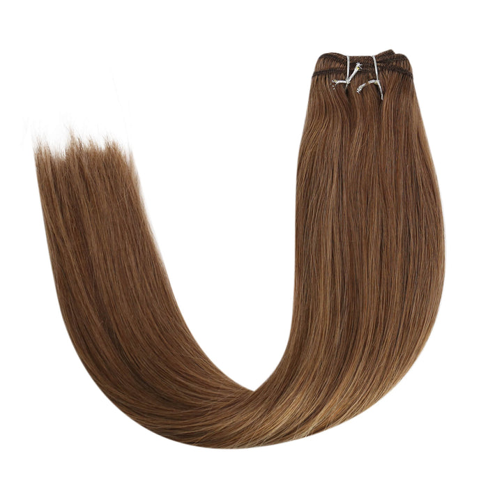 [50% OFF] Weft Hair Extensions Human Hair Weft Bundle Brown Ginger #10