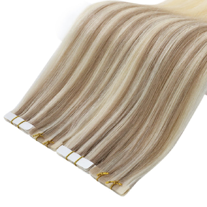 Invisible Seamless Virgin Injection Tape in Hair Extensions Balayage Blonde #Nordic