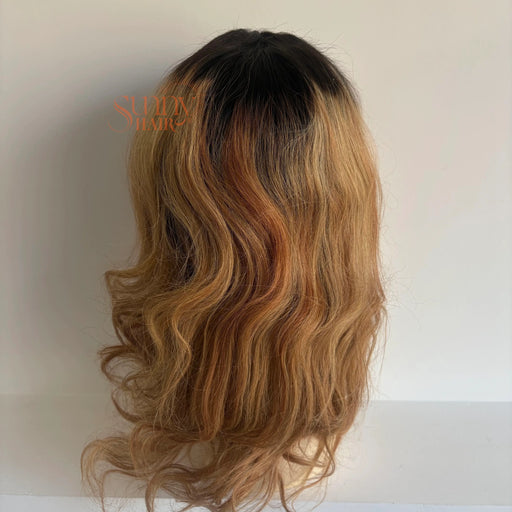 Human Hair Lace Front Wig, Ombre Black to Gold Wig, Lace Front Wig with Baby Hair, Natural Wave Wig, Ombre Human Hair Wig, Black to Gold Ombre Wig, Wig, Lace Front Wig Natural Wave, Baby Hair Lace Front Wig, Ombre Lace Front Wig