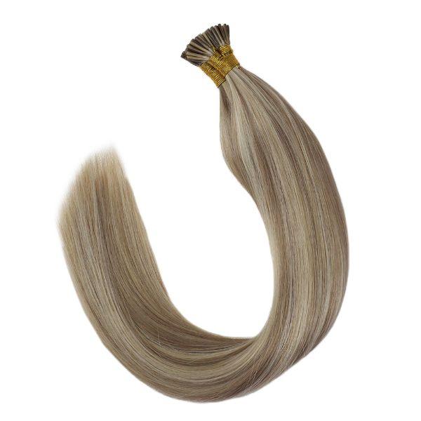 [50% OFF] Keratin I Tip Human Hair Extensions Blonde Highlights #P18/613