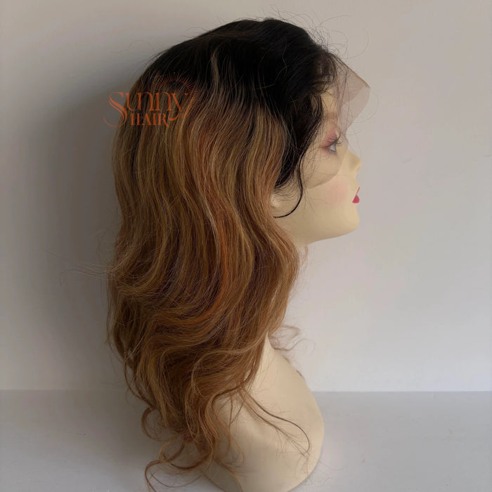 Only $89 [Limited Time Offer] Human Hair Lace Front Wig Ombre Black to Blonde Natural Wave #T1B/27/30