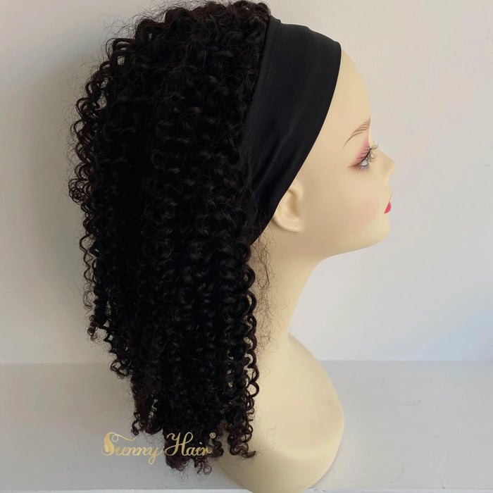 Only $89 [Limited Time Offer] Headband Human Wigs with Natural Black Baby Curly Hair #1B