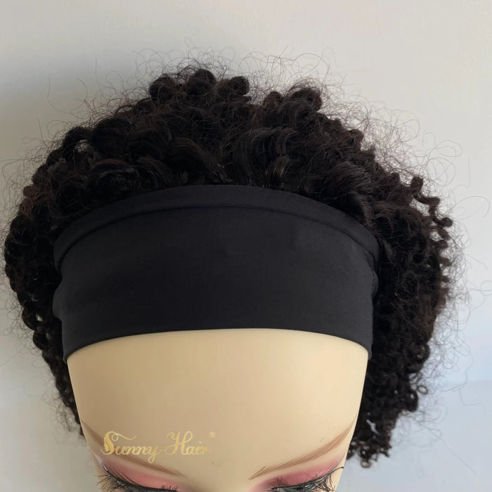 Only $89 [Limited Time Offer] Headband Human Wigs with Natural Black Baby Curly Hair #1B