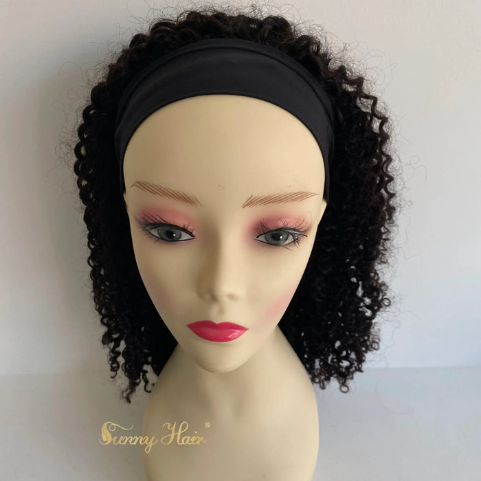 Only $89 [Limited Time Offer] Headband Human Wigs with Natural Black Baby Curly Hair #1B