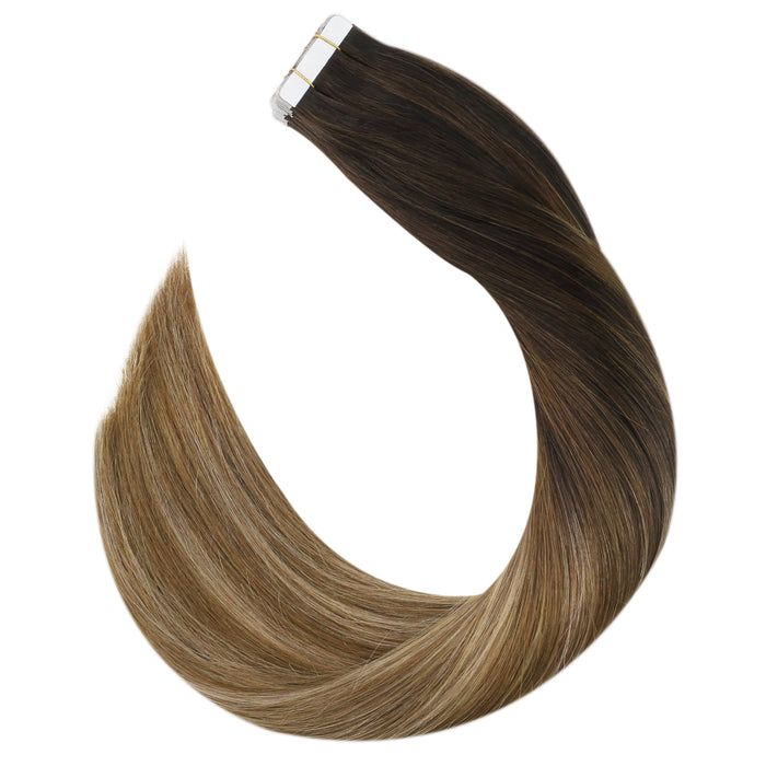 [50% OFF] Sunny Hair Tape in Balayage Brown Highlights Human Hair Extensions #2/6/18
