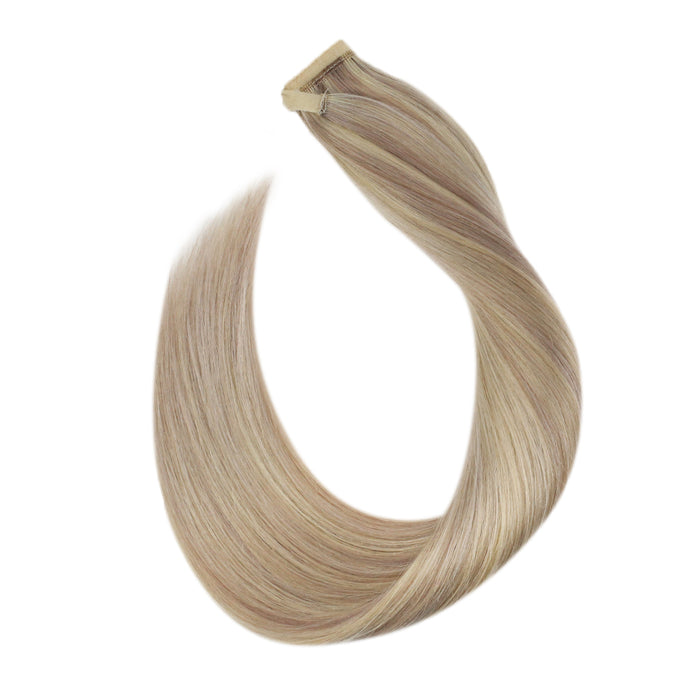 [50% OFF] Clip in Ponytail Human Hair Extensions Blonde Highlighted #18/613