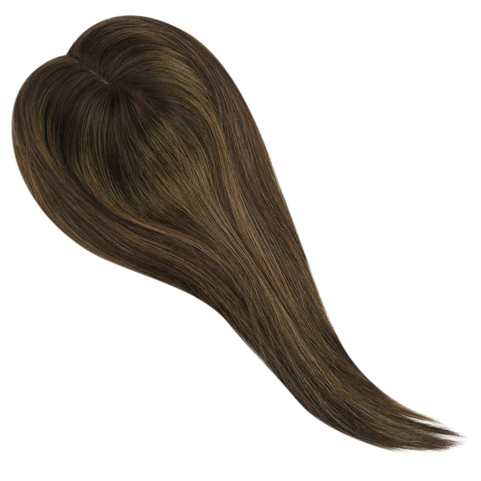 mono topper hair,Mono Topper,human hair topper,high quality virgin hair extensions,hair topper women,hair topper wig,hair topper silk base,hair topper,best hair extensions,hair extensions for thin hair,best clip in hair extensions,clip-in hair extensions,18 inch hair extensions,brown highlight,blonde highlight,distribute seams at will,invisible topper,large base 6*7 inch