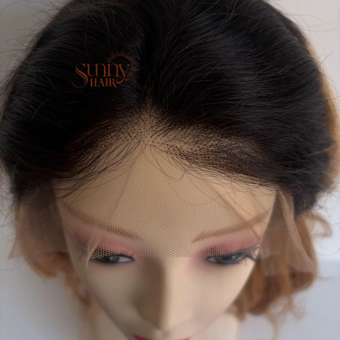 Only $89 [Limited Time Offer] Human Hair Lace Front Wig Ombre Black to Blonde Natural Wave #T1B/27/30