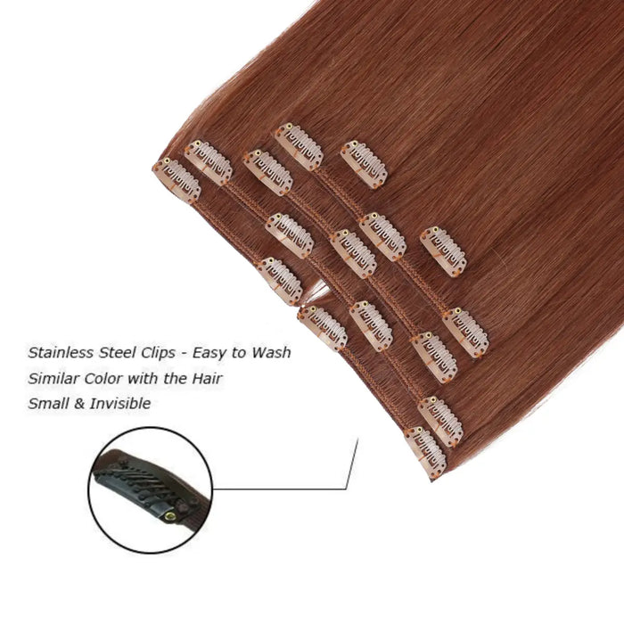 Clip-in hair extensions, Remy human hair, long and voluminous, easy to attach, reusable, straight, wavy, natural-looking, seamless, salon-quality, hair length extensions, temporary hair lengthening, thickening, hair styling, DIY hairstyle, premium hair extensions, lightweight and comfortable.