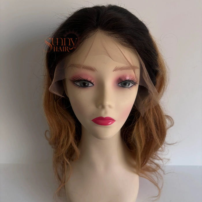 Only $89 [Limited Time Offer] Human Hair Lace Front Wig Ombre Black to Blonde Natural Wave #T1B/27/30