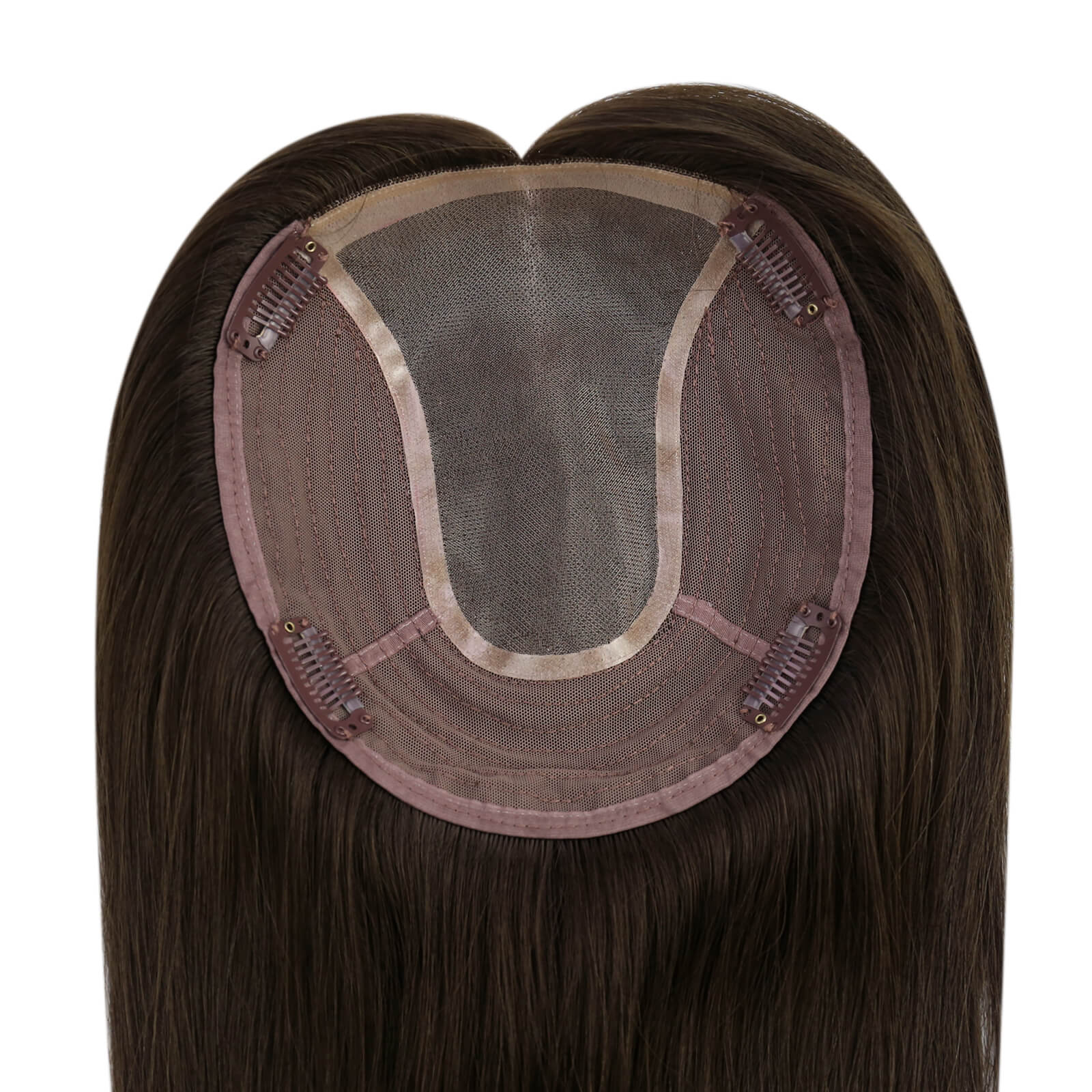 Mono Topper,human hair topper,high-quality virgin hair extensions,hair topper women,hair topper,wig,hair topper silk base,hair topper human hair,dark brown hair topper,brown hair topper,natural brown hair topper,dark brown hair topper,distribute seams at will,invisible topper,large base topper,large base 6*7 inch