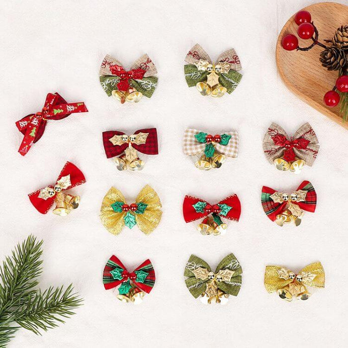 FREE Gift: Christmas bow DIY Accessories Mini Burlap Xmas Bowknot