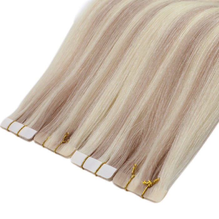 [USA Only] Invisible Seamless Virgin Human Injection Tape in Hair Extensions Blonde Highlights #18/613