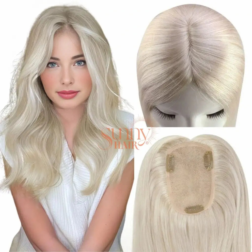 Blonde Human Hair Topper Long Blond high quality Hair Clip In Extensions Light Density No Tag