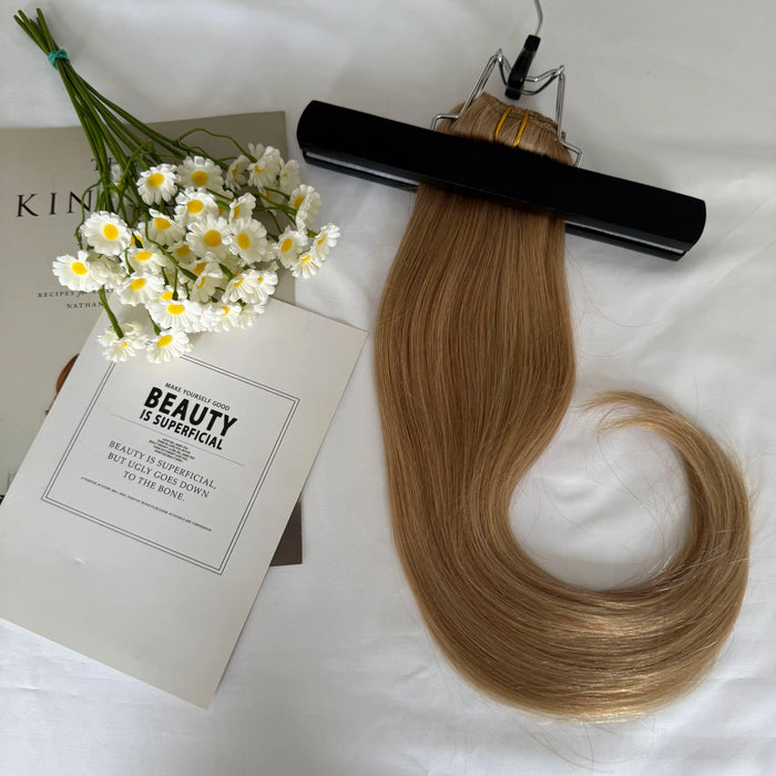 [US Only - Final Sale] 18inch Clip in Human Hair Extensions with Blonde Higlights #P16/22