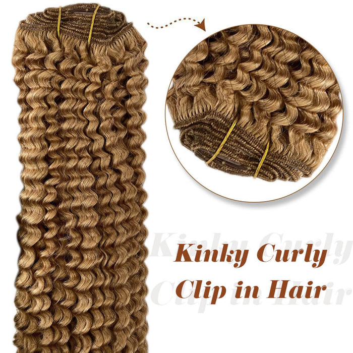 honey blonde curly clip in hair extensions