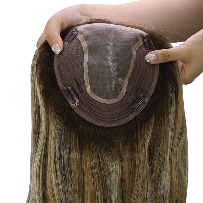 Color Matching Topper Base Size Seamless Hair Integration Clip-In Hair Topper Lace Front Hair Topper Silk Top Hairpiece Full Coverage Topper Natural Scalp Appearance Easy Application and Removal Volumizing 