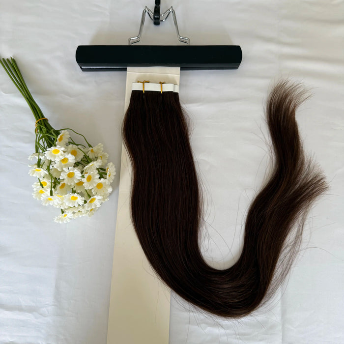 [USA Only] Virgin Human Hair 22 Inch 1PCS PU Weft Tape in Hair Extensions Dark Brown #2