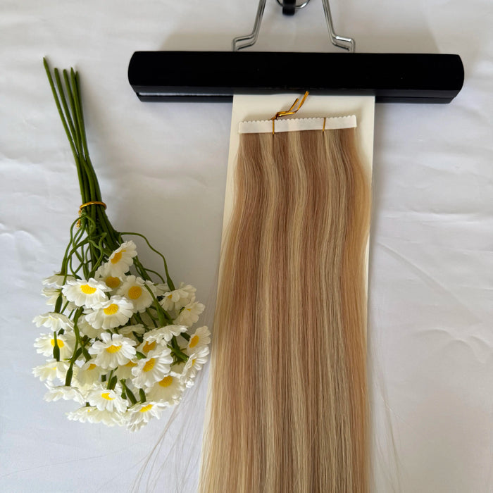 [US Only - Final Sale] Flower Virgin Hair 24Inch Tape Hair Extensions Blonde Highlights #p18/613