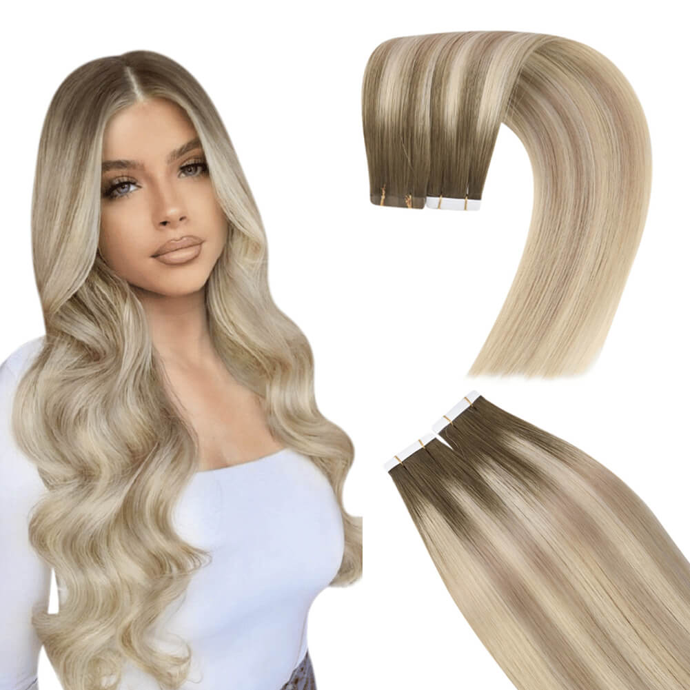 Sunny Hair Highlights #18/18/613 Tape in Virgin Seamless Hair ...