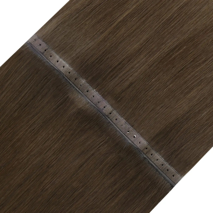 Virgin Weft Hair Extension Invisible Hole PU Flat Weft Brown Hair Weft # 4