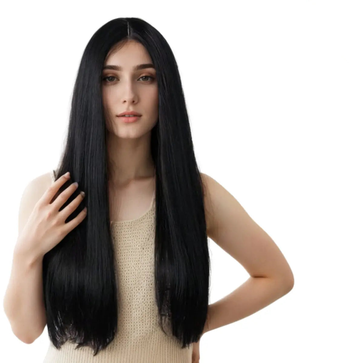 [Pre Sale] Natural Black Virgin Fishnet Human Hair Topper with Clips ...