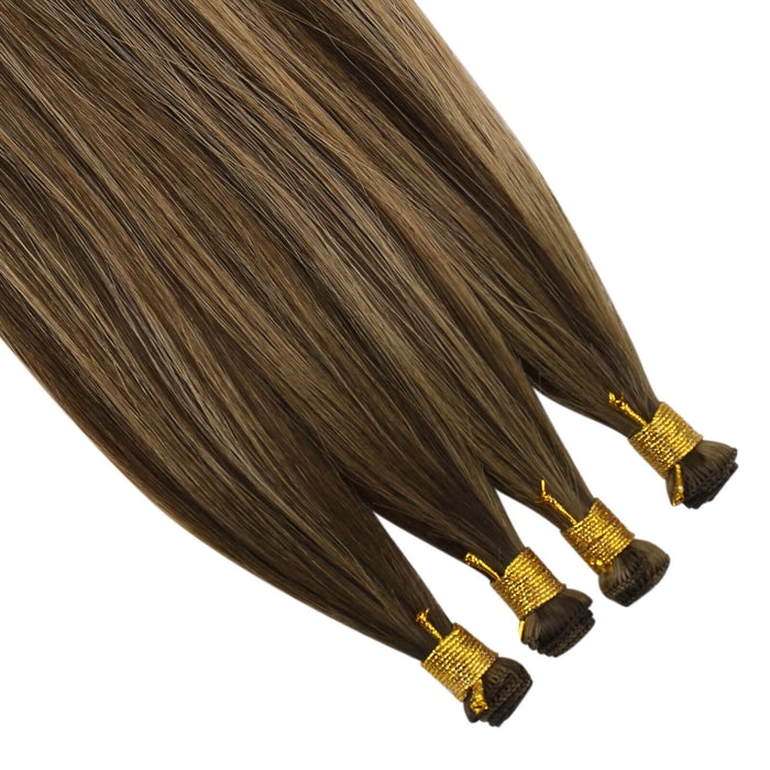 balayage brown with blonde weft hair extensions,sunny hair extensions,sunnys hair store,human hair weft,weft hair extensions