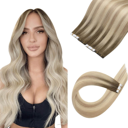 Invisible Seamless Virgin Hair,Injection tape in extensions,Virgin Hair Injection tape in hair extensions,sunny hair Virgin Hair Injection tape in extensions,balayage hair,brown with blonde