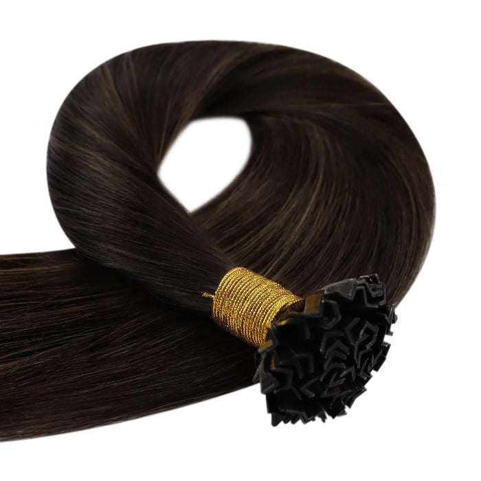 k tip hair extensions,sunny hair extensions,balayage brown hair extensions,human hair extensions