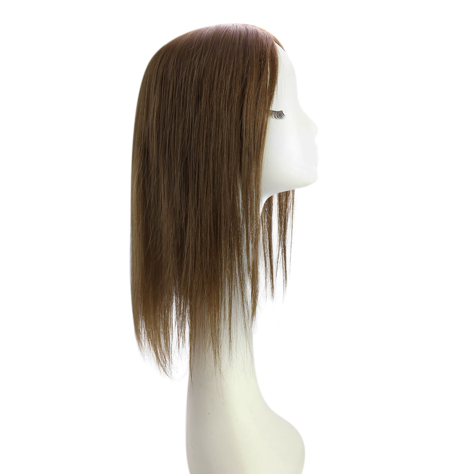 Dark Brown Virgin Hair Mono Topper Human Hair Piece Toupee with Clips #4