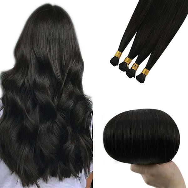 [50% OFF] Sunny Hand Tied Weft Hair Extensions 100% Virgin Human Hair Natural Black
