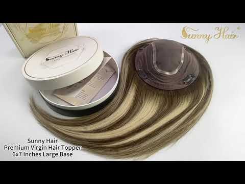 Virgin Hair Mono Topper Human Hair Balayage Brown Highlights #2/8/2