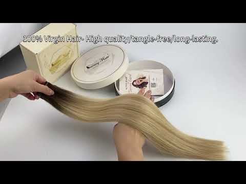 [New Color]Virgin Human Hair Injection Tape  Balayage Black and Silver Highlights #1b/silver/1b