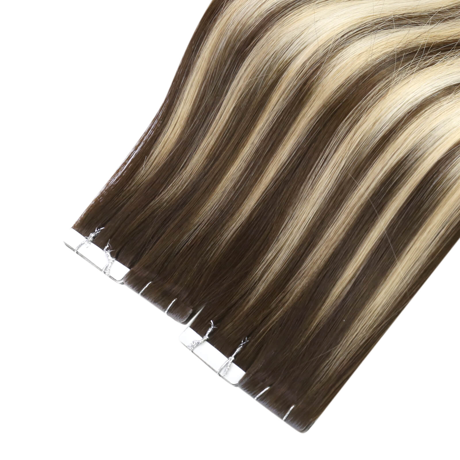 sunny hair, lasting one year hair, invisible seamless virgin hair, injection tape in hair, high quality human hair, hair tape extensions, balayage hair extensions, blonde and brown hair, injection tape hair