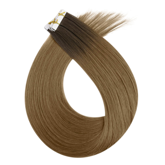 [NEW] Virgin Hair Invisible Tape in Human Hair Balayage Brown #R3T8