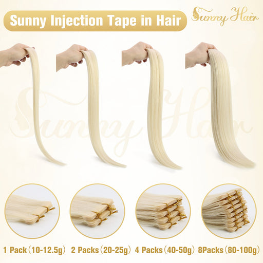 sunny hair,Injection tape in hair,real seamless tape in hair,Inject tape ins,regular tape in hair,lasting one year hair,100% human hair