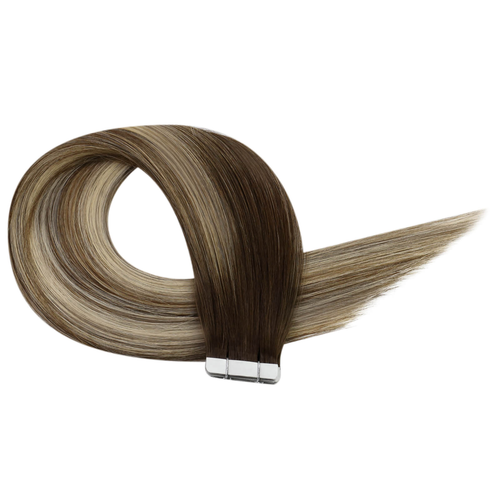 sunny hair in tape extensions, blonde tape in extensions, best quality virgin tape in hair extensions, high quality, natural tape ins, balayage brown virgin tape ins, highest quality human hair, real hair extensions tape in