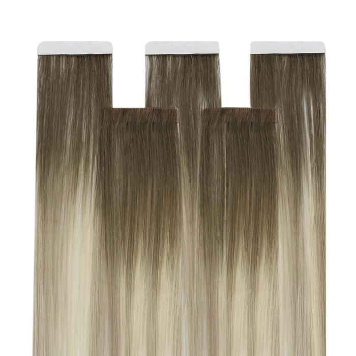 Virgin Hair Invisible Tape in Hair Extensions Virgin Hair Balayage Blonde #4/7/80