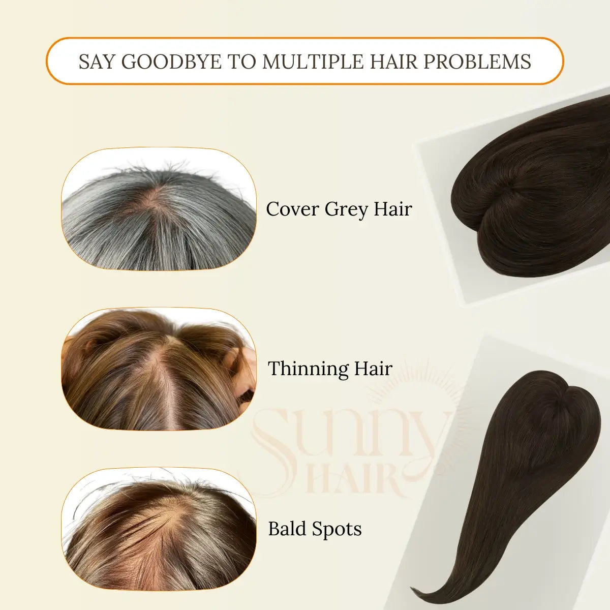 mono hair topper for thinning hair, natural dark brown hair topper, virgin human hair clip-in, voluminous clip-in hair extension, thickening hair topper, hairpiece for thinning crown, realistic hair topper