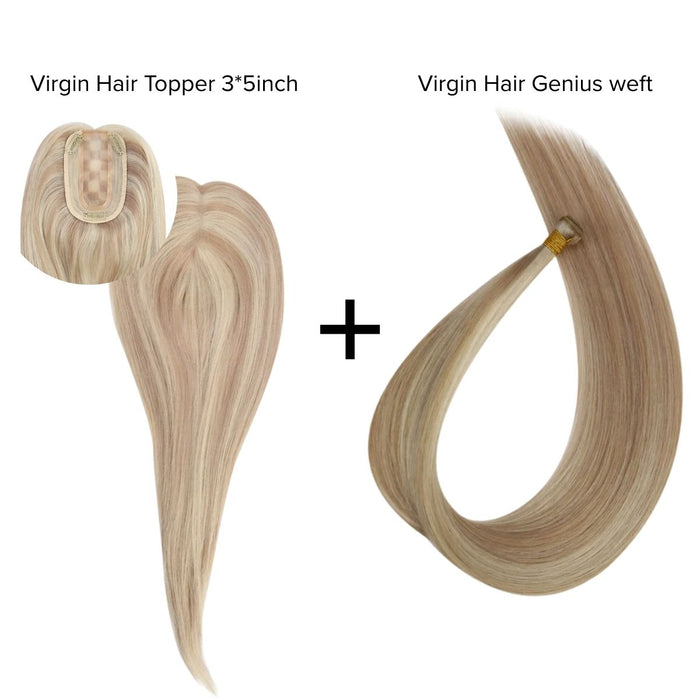 [Bundle] Virgin Hair Topper3*5inch #P18/613 + Genius Hair Wefts #P18/613