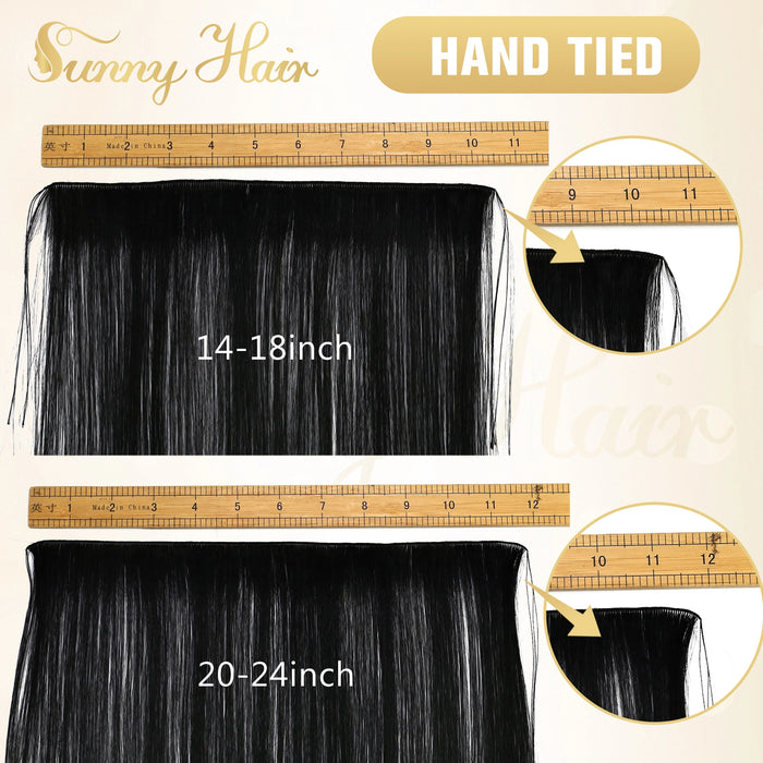 Sunny Hand Tied Weft Hair Extensions Virgin Human Hair Medium Brown #4
